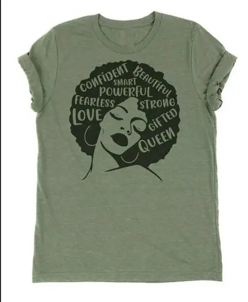 olive tee black text Мощная афро-женская футболка хипстер стильная повседневная мощная афро-Женская гранж графическая футболка Летняя оливковая/персиковая одежда художественные футболки - Цвет: olive tee black text