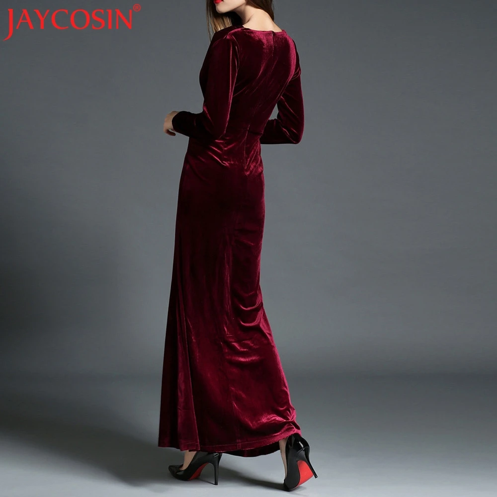 Женское вельветовое платье JAYCOSIN красное/зеленое зимнее из полиэстера Прямая