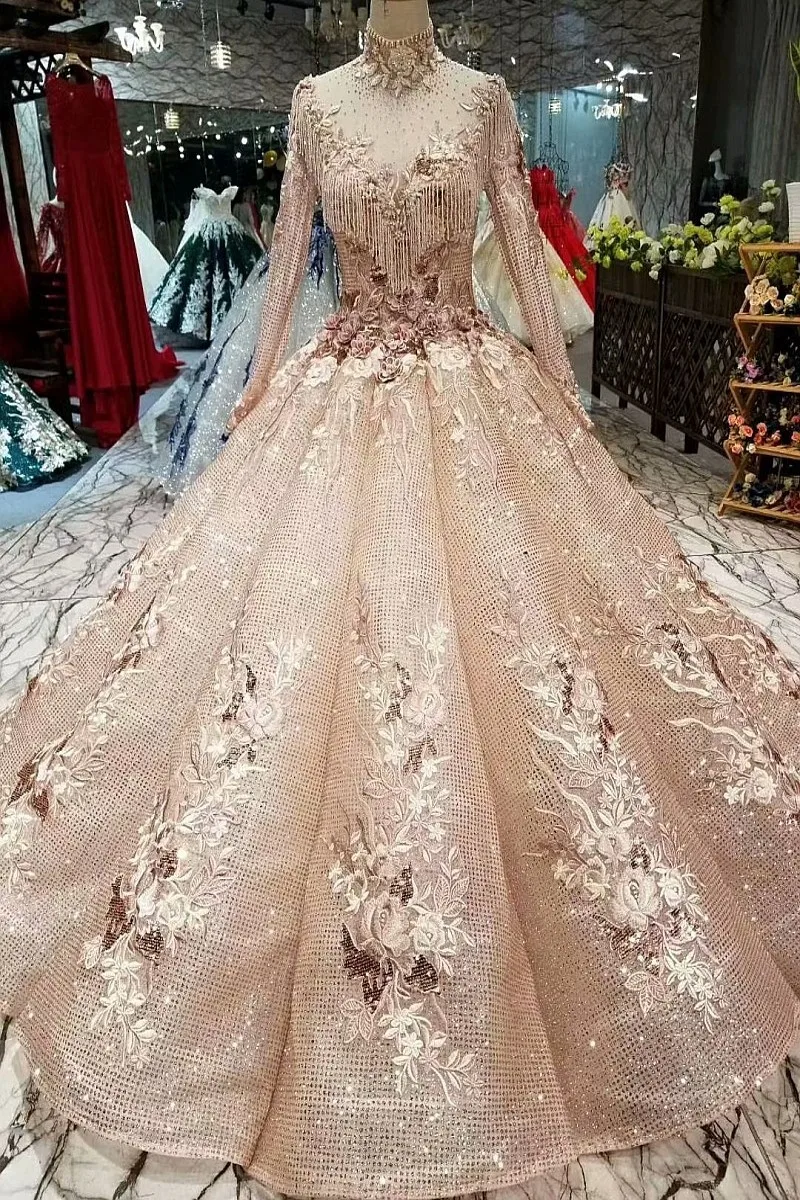 Elegant Off Shoulder Ball Gowns Long Wedding Dresses 2018 Custom Made Sexy Sweetheart With Gold Lace Puffy Colorful Bridal | Свадьбы и
