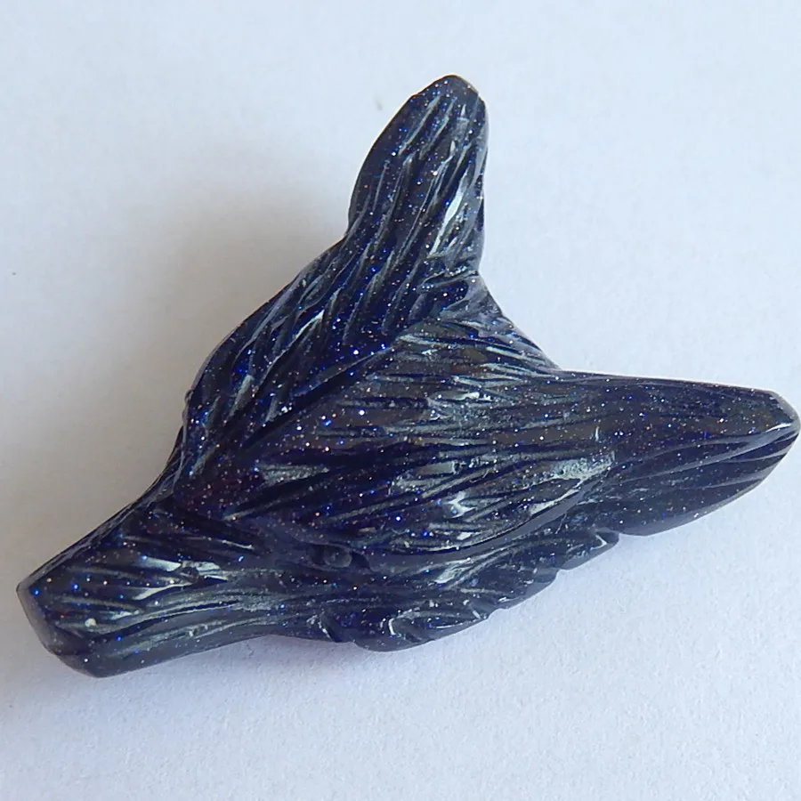 Резные Синий Песок ВС Sitara Волчья Голова Gemstone подвеска из бисера, 32 х 22 х 11 мм, 9,2 г