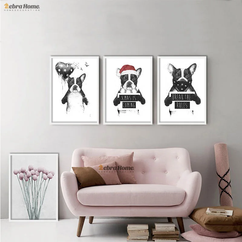 Абстрактный современный милый животный собака Эскиз Холст ПЕЧАТЬ Плакаты
