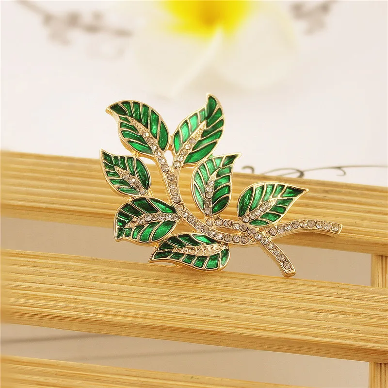 Бесплатная доставка женские модные ювелирные изделия новые зеленые листья эмаль