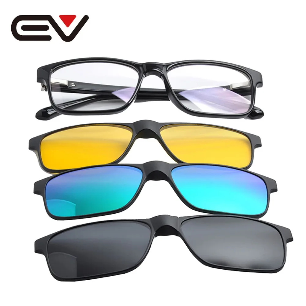

Rectangle Glasses with Magnetic Snap-On Shades Mens' Polarized Clip-on Sunglasses