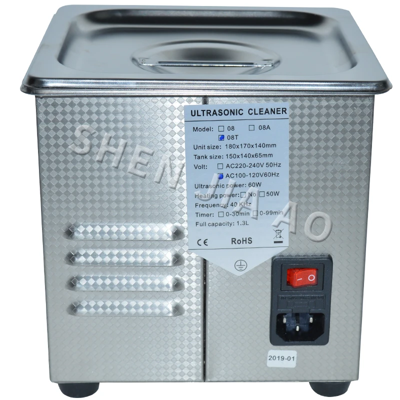 Ультразвуковая ванна PS 08T AC110/220V Цифровой ультразвуковой очиститель 60 Вт 40 кГц 1.3L