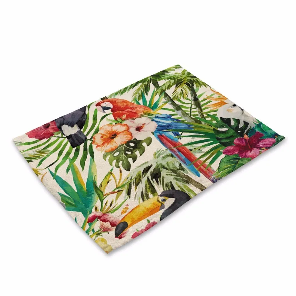 Parrot Printing Table Mat Animal Bird Pattern Kitchen Placemat Napkin For Wedding Party Decoration Dining Accessories | Дом и сад