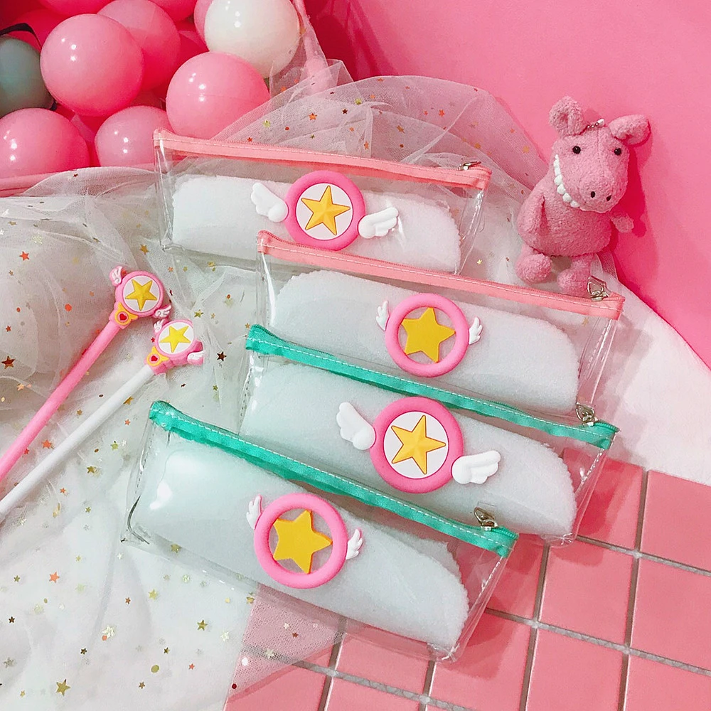 1 шт. пенал для карандашей с изображением летающих крыльев звезд ПВХ на молнии