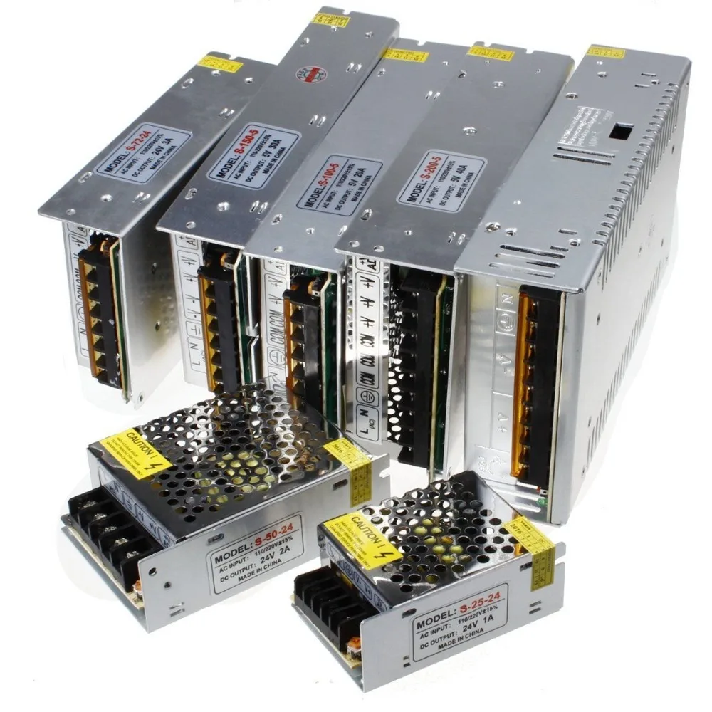 Импульсный источник питания DC 5V 12V 24V СВЕТОДИОДНЫЙ Драйвер Регулируемый