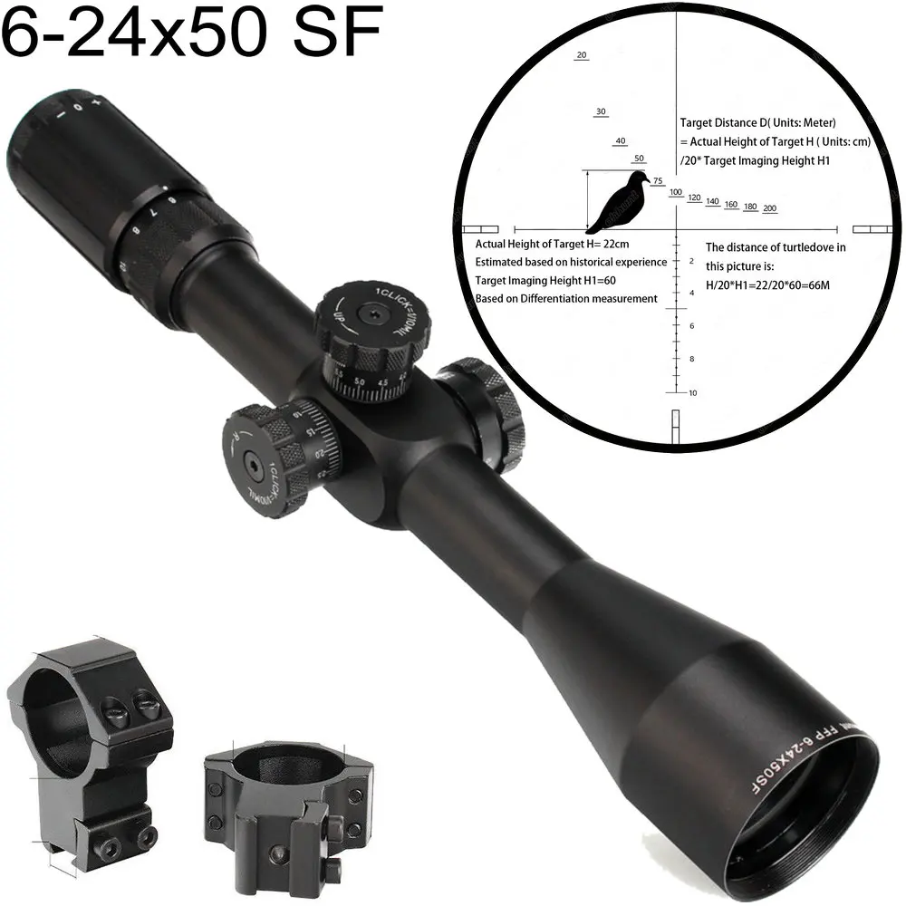 Ohhunt FFP 6-24x50 SF первый фокальный самолет охотничий прицел боковой Параллакс стекло гравированное сетка замок Сброс прицел охотничий прицел