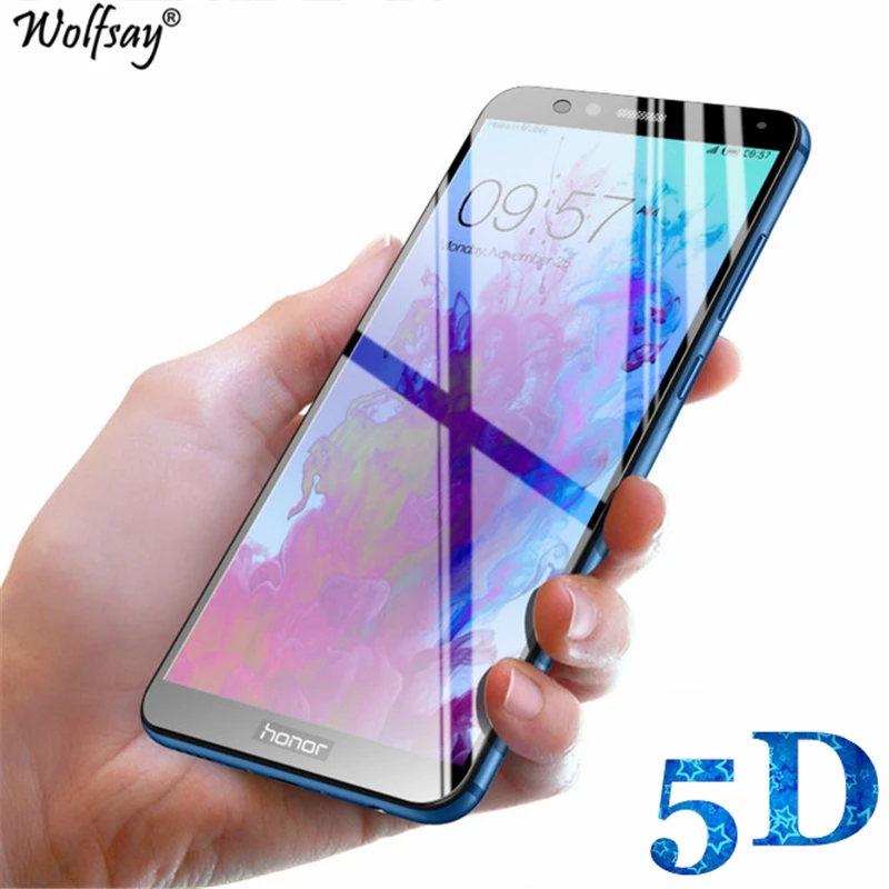 

1 шт. 5D изогнутая защита экрана Wolfsay для Huawei Honor 7X закаленное стекло для Huawei Honor 7X полное покрытие от царапин пленка
