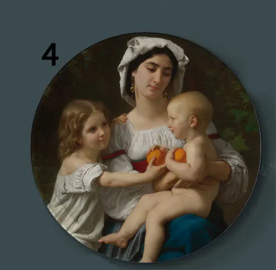 4 Bouguereau настенные декоративные тарелки классическое художественное блюдо отель фон дисплей мать и ребенок картина маслом тарелка - Цвет: 4