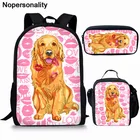 Школьные ранцы для девочек Nopersonality, школьные ранцы с принтом золотистого ретривера для мальчиков, сумки для книг для малышей, разноцветные рюкзаки для Мопсов и собак