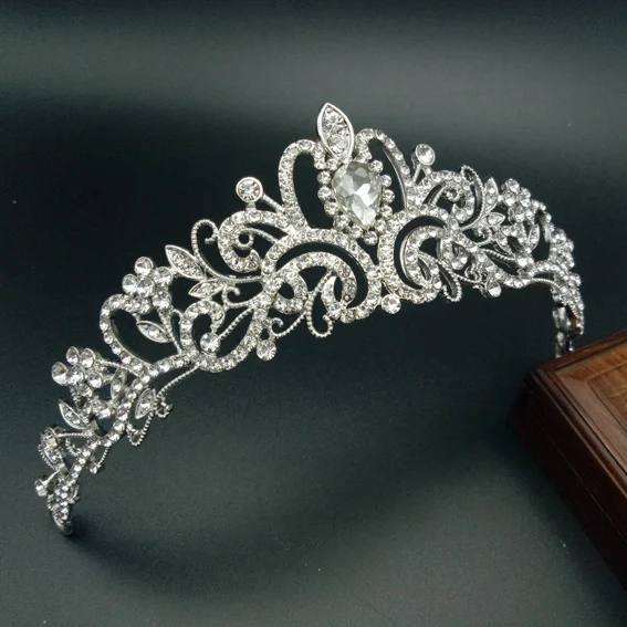 Silver BrideTiara 03 19 Designs Crystal Wedding Bridal Tiara Crowns for Women Princess Hair Ornament Fashion Bride Headpiece Hair Jewelry Accessories - Metal color: Silver BrideTiara 03