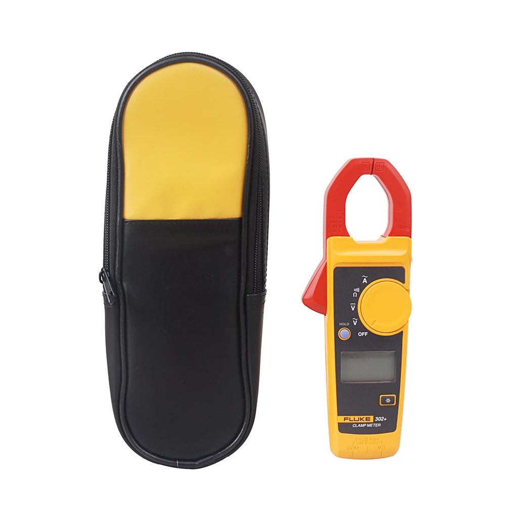 Fluke 302+ цифровой клещи AC/DC тестер с Ом, измерение непрерывности+ мягкий чехол для переноски