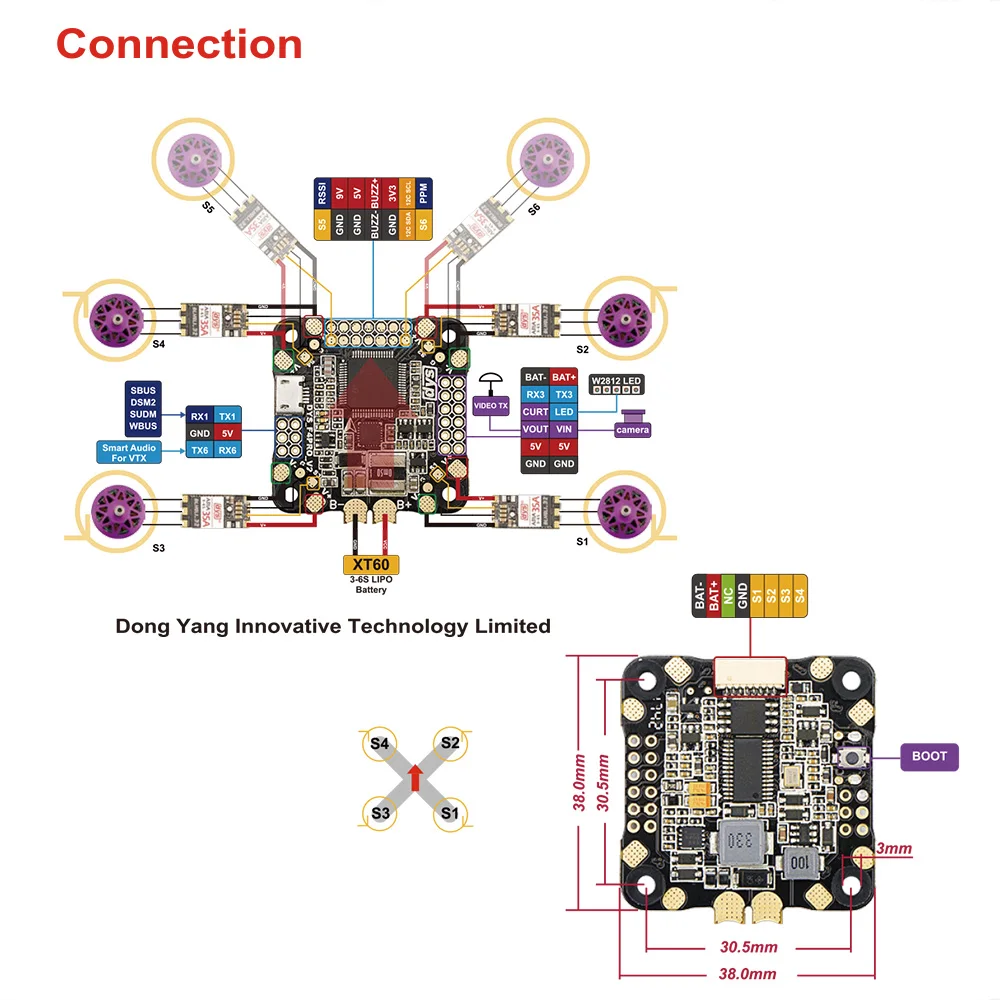Обновление DYS F4 PRO V2 Контроллер полета 3-6 S 5 V 9 3 BEC с OSD 30 5x30 5mm монтажное отверстие