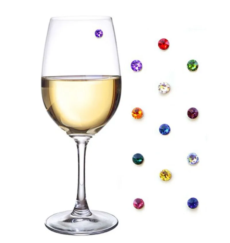 Magnet Diamond Wine charms New Fashion Design 6PCS Glass Charms Rings Marker Christmas Party Bar Table Decorations | Дом и сад