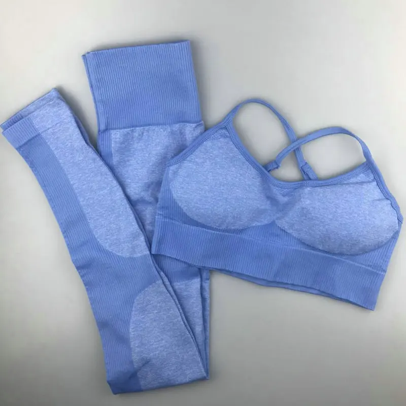 Бесшовный комплект для йоги из 2 предметов лоскутные леггинсы с высокой талией