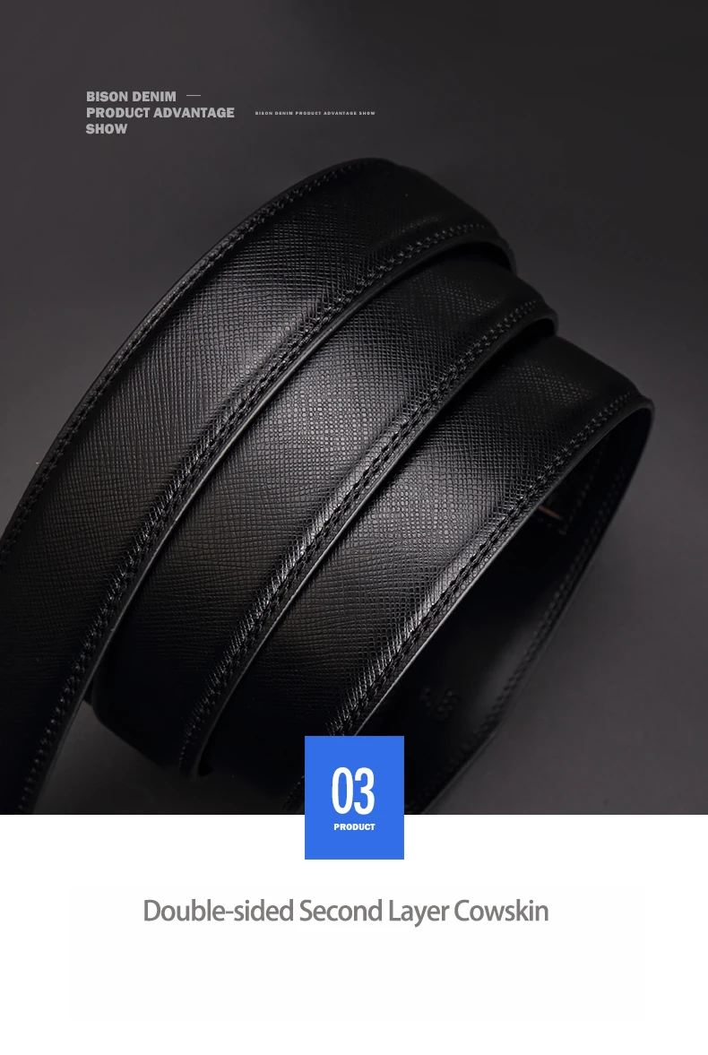 BISON DENIM мужской ремень из натуральной кожи, роскошный ремень, мужские ремни для деловых мужчин, автоматические ремни высокого качества с пряжкой, Подарочные ремни N71303