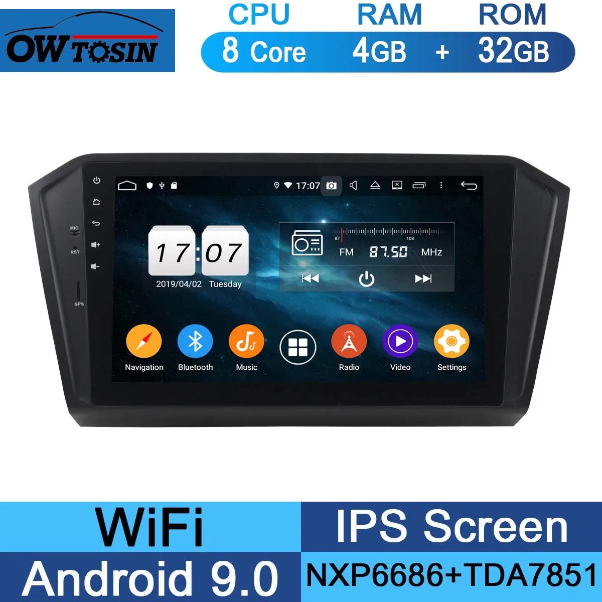 32G 10," ips 8 Core 4G+ 64G Android 9,0 автомобильный dvd-радиоплеер gps для VW PASSAT B8 Magotan DSP CarPlay попугай BT - Цвет: 32G