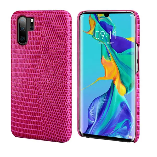 rose Чехол из натуральной кожи P30 Pro Lizard для huawei P30 для huawei P20 Pro настоящая кожаная задняя крышка для huawei mate 20 Pro mate 20RS - Цвет: rose