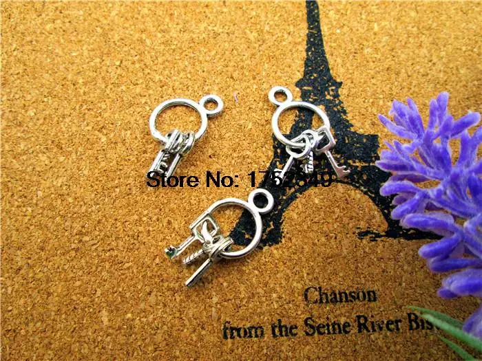 8 шт.-Набор подвесок для ключей, антикварный тибетский серебряный Набор подвесок для ключей 25x14 мм