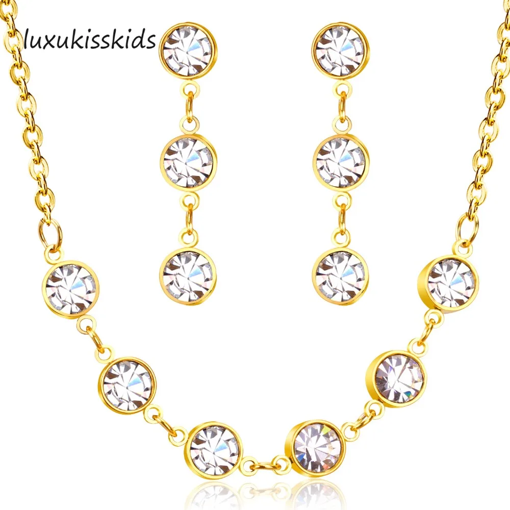 LUXUKISSKIDS Кристальные ожерелья Серьги Дубай африканские индийские свадебные