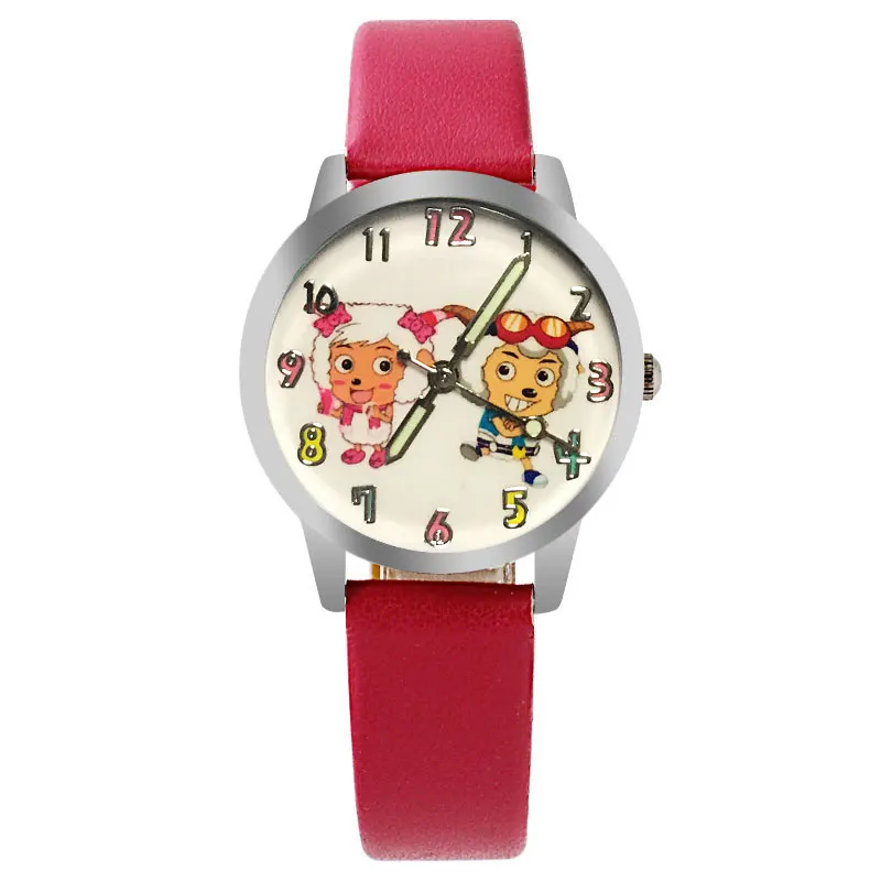 

Leather Quartz Luminous Boy Sports Clock Fashion Pink Sky Blue Girl Likes Gift Watch Kol Saati Children Watches Cute Animal