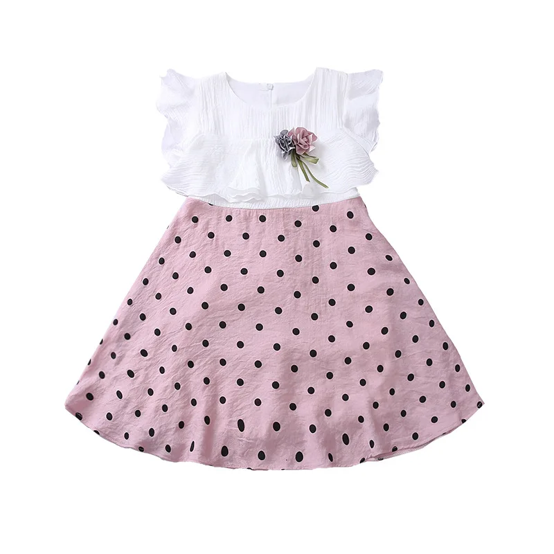 Kids Dresses for Girls Toddler Summer Dress Children Fashion Princess Elegant Lotus Leaf Sleeve Polka Dots 3 to 11 Years | Детская
