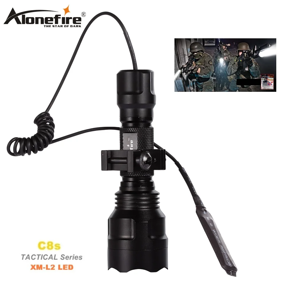 Тактический фонарь AloneFire C8 CREE XML T6 L2 U3 светодиодный 20 мм с креплением для