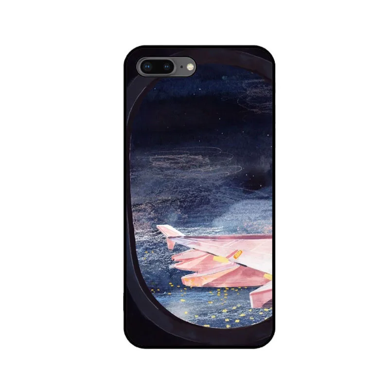 Чехол с рисунком самолета Луны для iPhone XS Max 8 8Plus 7 7Plus XR 6 6splus 5S SE Матовый Жесткий ПК