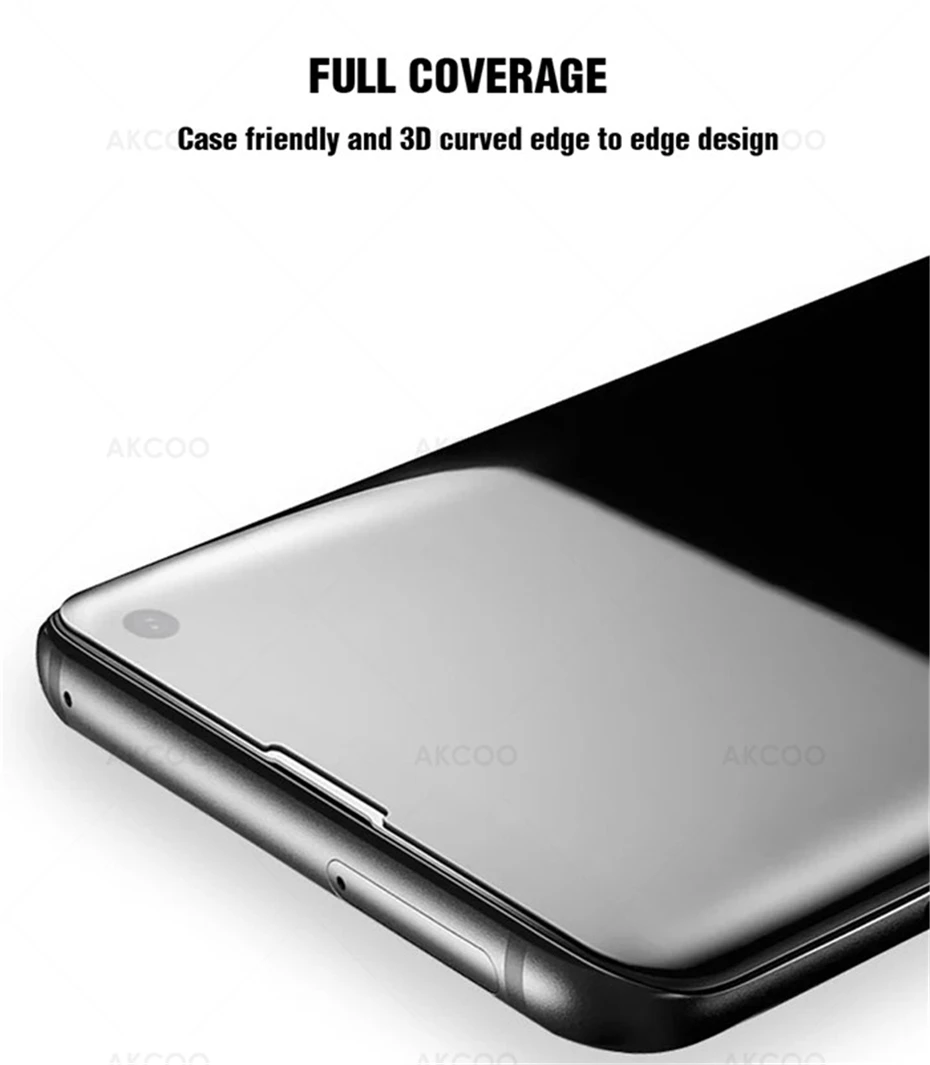 Akcoo Note 10 защита экрана разблокировка с отпечатком пальца полный клей экран пленка для samsung Note 10 Plus S10 Plus 10e 5G УФ стекло