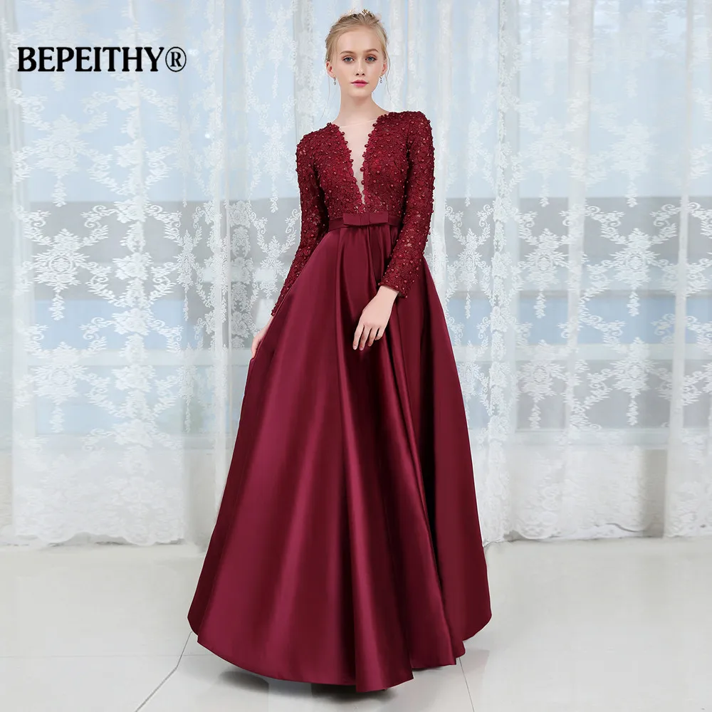 Новое поступление длинное вечернее платье с длинными рукавами элегантные