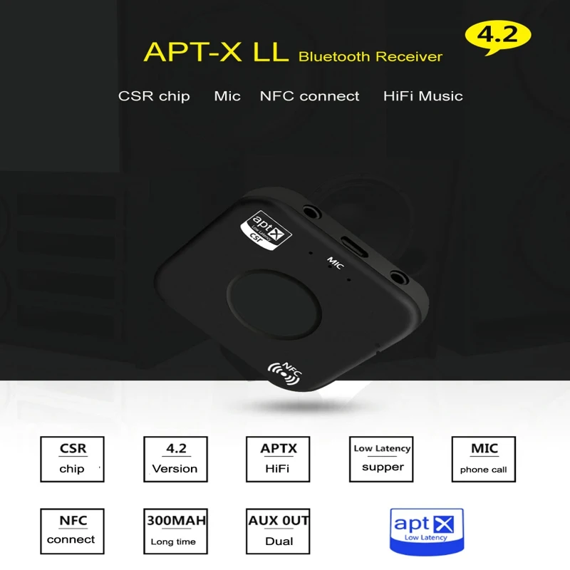 2018 B7 PLUS беспроводной Bluetooth 4 2 приемник Apt-x LL 3 5 мм AUX низкая задержка музыкальный