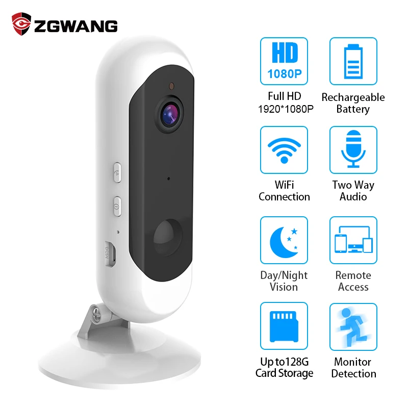 ZGWANG 1080P Видеоняни и радионяни Wi Fi 2 way аудио Смарт Камера с детектором движения ip