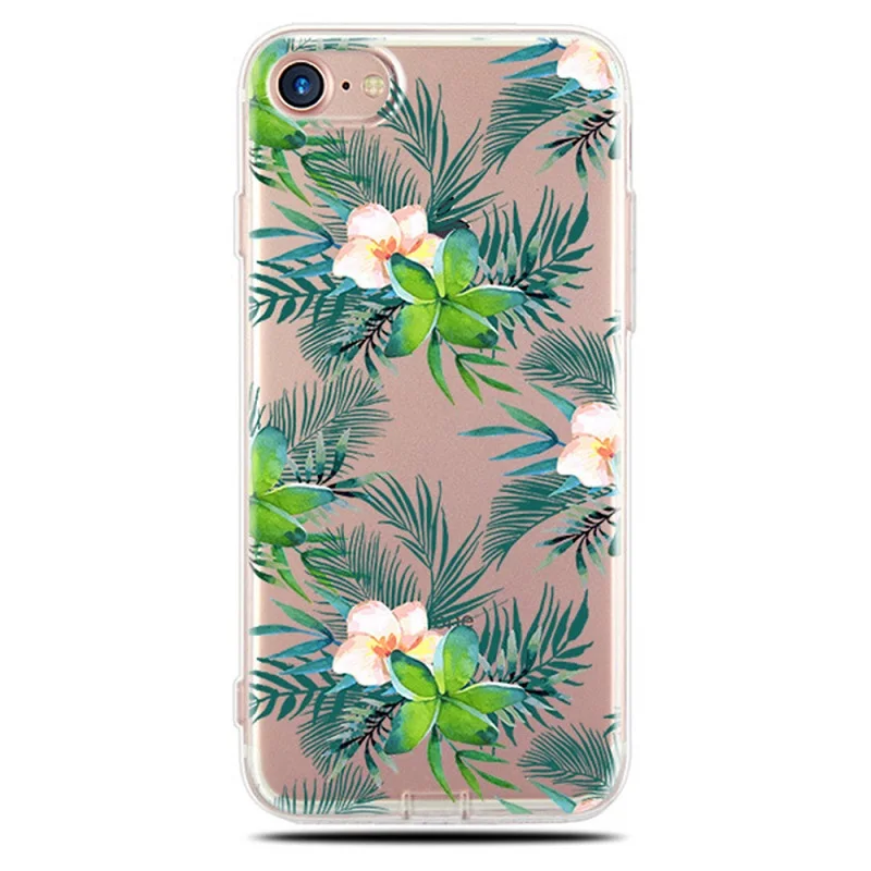 Silicone Case For Funda iPhone 7 6 5s SE 5 Cases Leaves Coque 6s 8 Plus X XS Clear Soft TPU Cover Capinha |