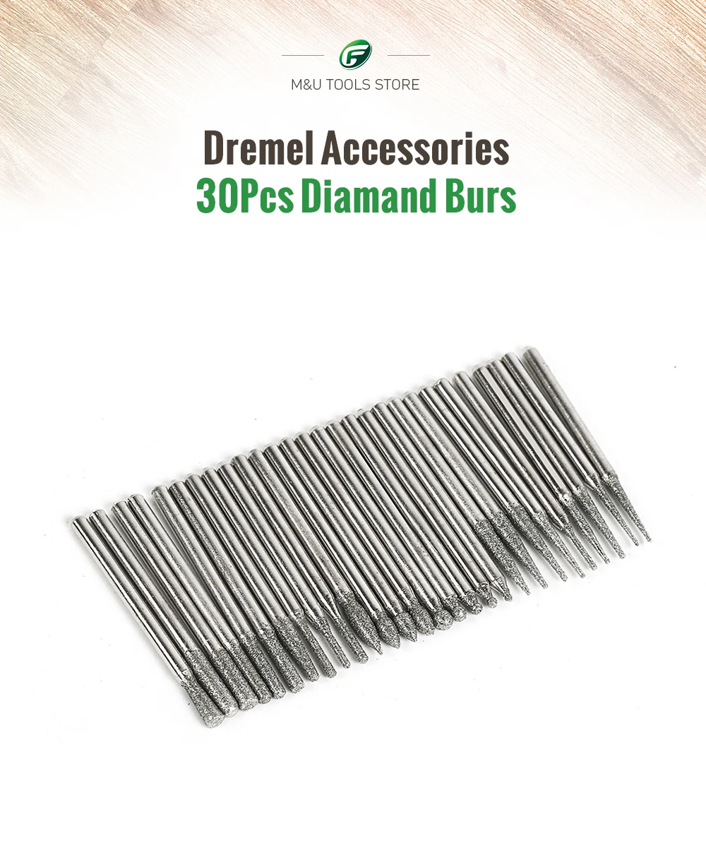 Tungfull инструмент Dremel стиль аксессуары 30 шт. для шлифовки нефрита мрамора Стекло Алмазные Боры электрические электроинструменты Мини дрель гравировка