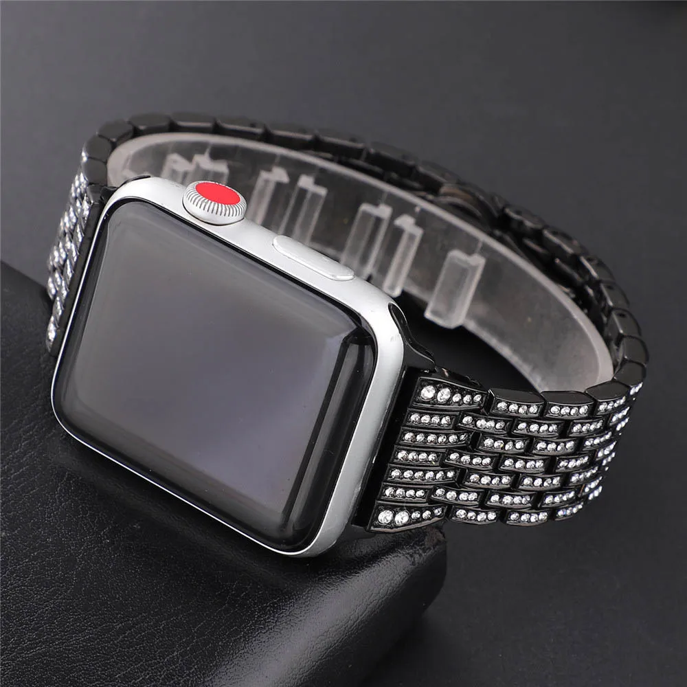 Модные рифленая нержавеющая сталь браслет для наручных часов Apple Watch, версии 40/44/38 мм/42 мм, ремешок для запястья серии 5, 4, 3, 2, 1, с металлическим ремнем