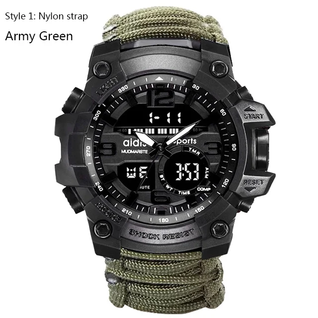 Army Green Бренд AIDIS, мужские спортивные часы, водонепроницаемые, военные, светодиодный, цифровые, кварцевые, электронные, детские часы, мужские часы, relogio masculino - Цвет: Army Green