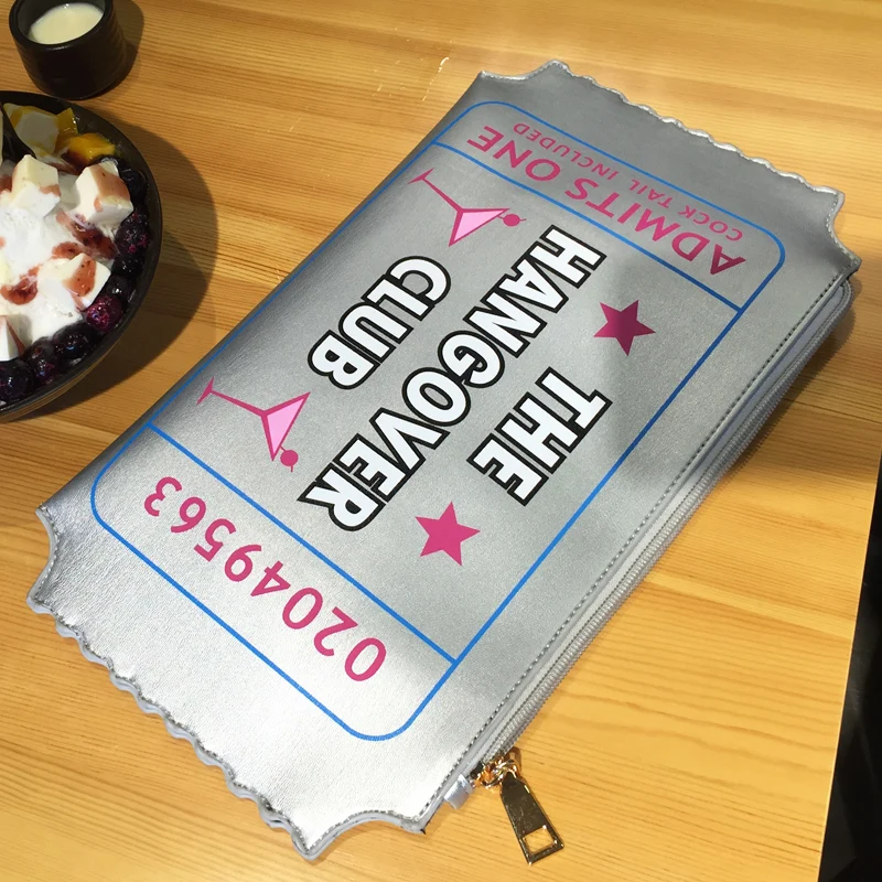 Новый модный Серебристый клатч конверт с мультяшными буквами сумка кошелек для