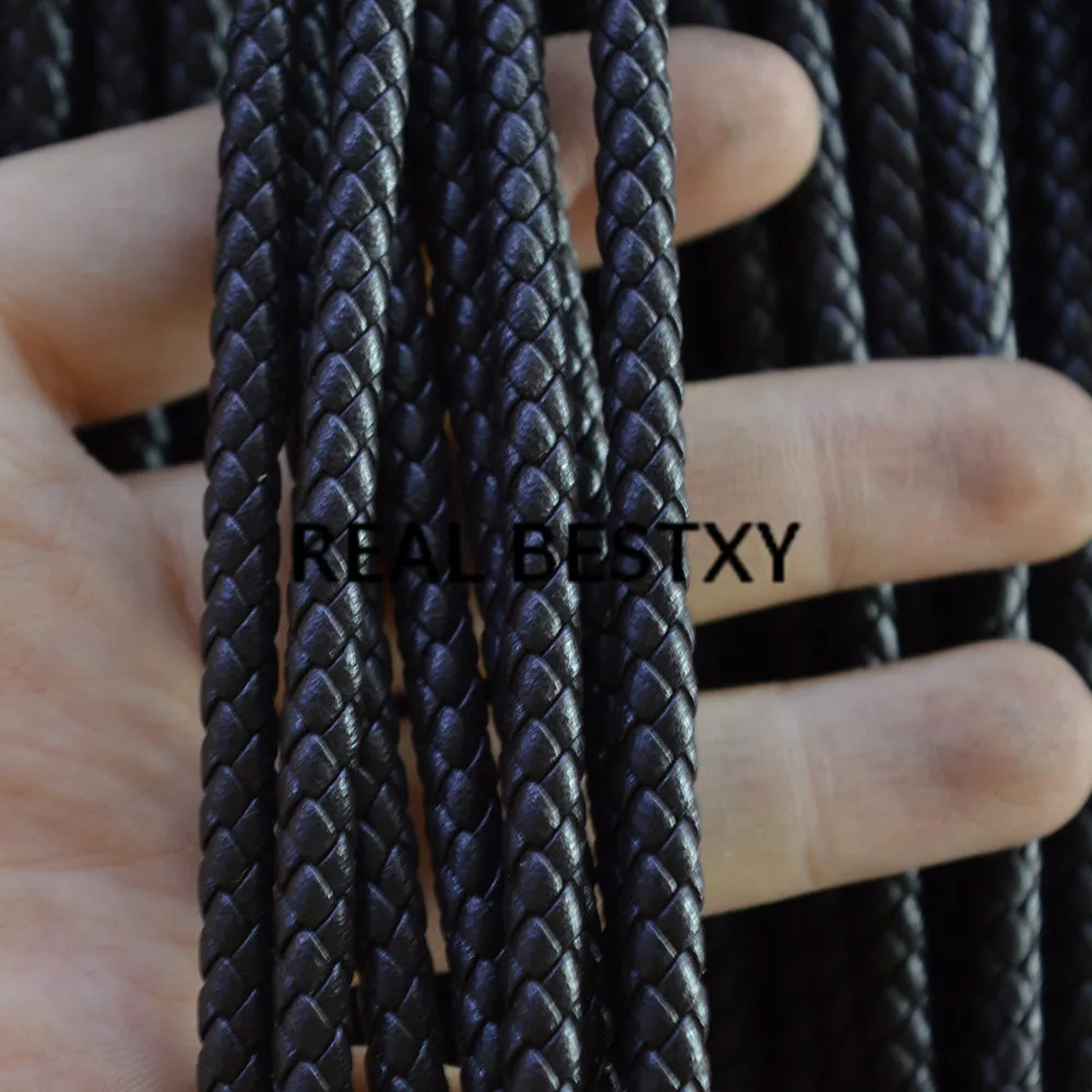 Настоящее BESTXY 5 м/лот мм/темно коричневый плетеный кожаный шнур круглая кожаная