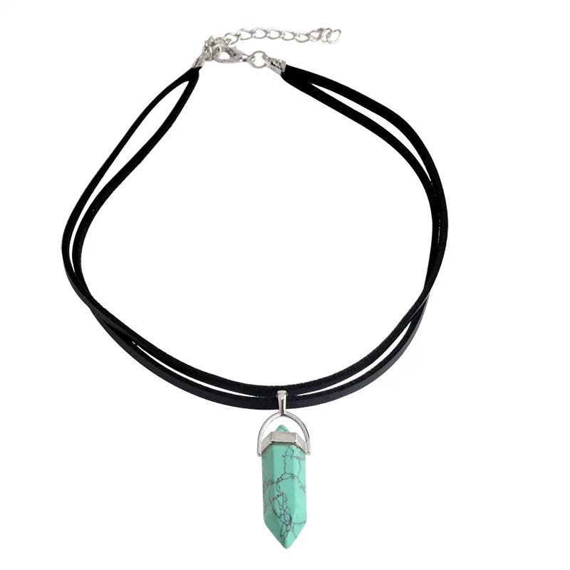 Женское Ожерелье с шестигранной колонной и кристаллом в богемском стиле