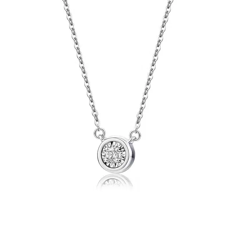 Aazuo 18 K Белое Золото(Au750) с настоящими бриллиантами ювелирные наборы мини круглое кольцо, ожерелье, серьги Для свадебное кольцо для женщин Au750