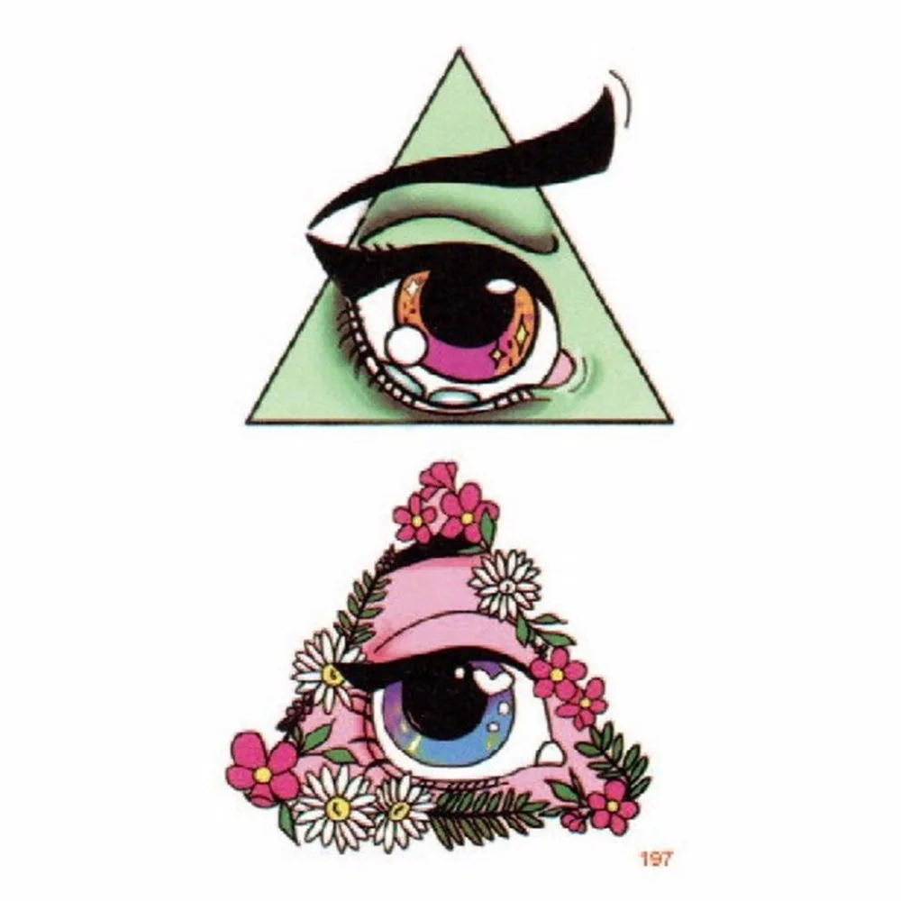 Водостойкая Временная тату наклейка цветок треугольный глаз тотемная