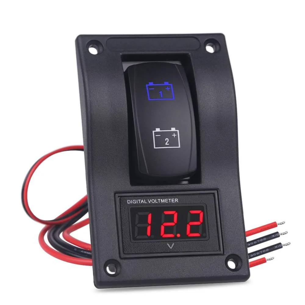 DC12V-24V LED вольтметр напряжение ВКЛ-ВЫКЛ зажигание Двойная Батарея тестовая Панель