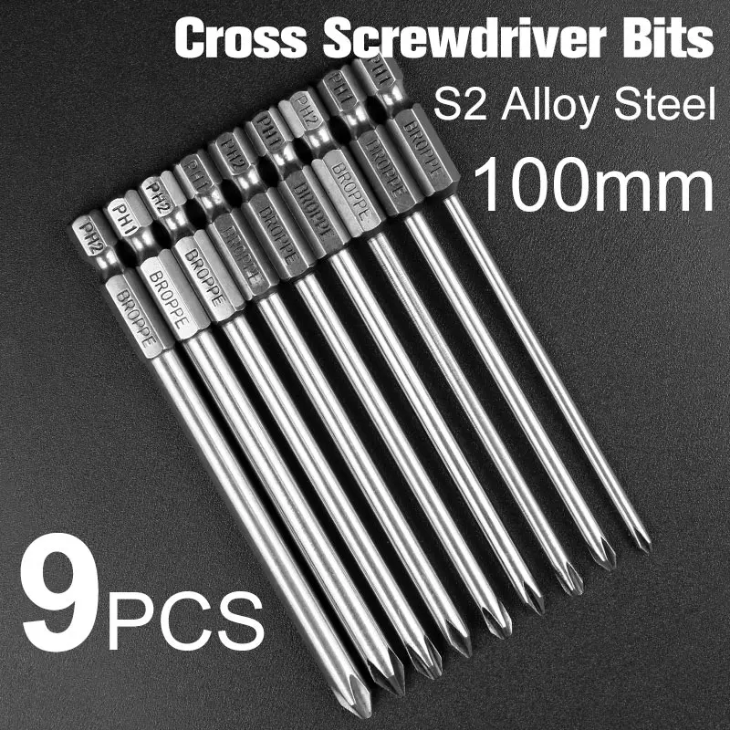 9 шт. Шестигранная головка для отвертки 1/4 дюйма 100 мм|ph2 screwdriver|long hexscrewdriver hex |