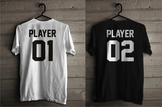 

New arrival "Player 01 Player 02" unisex fashion t shirt high quality couple clothing tumblr casual t shirt free ship S-XXXL
