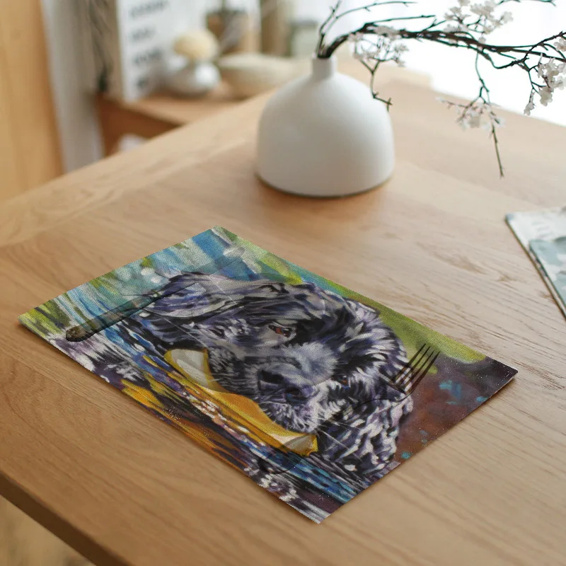 Животные столовых человека друзья собаки Настольный коврик для кухни украшения