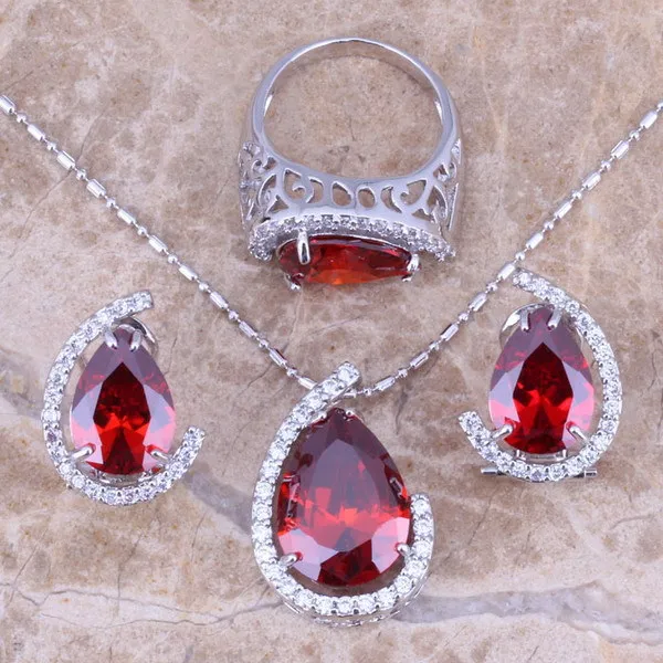 Комплект из кольца и серёг с фианитом Размер 6 / 7 8 9 10|silver jewelry set|jewelry setsearring pendant |