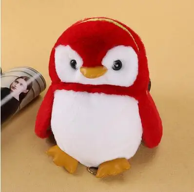 red Wenjie brother penguin Детская сумка из искусственного меха, детские сумки через плечо, сумка-мессенджер, сумка на плечо с милым кроликом для девочки - Цвет: red