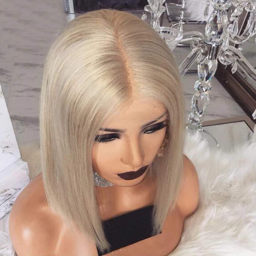 SimBeauty, платиновый блонд, парик, перуанские человеческие волосы на кружеве, парики для женщин, волосы remy, прямые, предварительно выщипанные волосы, полный конец