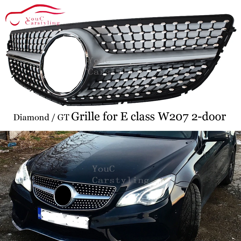 Решетка решетки W207 GT переднего бампера AMG Серебристая для Mercedes E class 2010 2016 E200 E250 E300